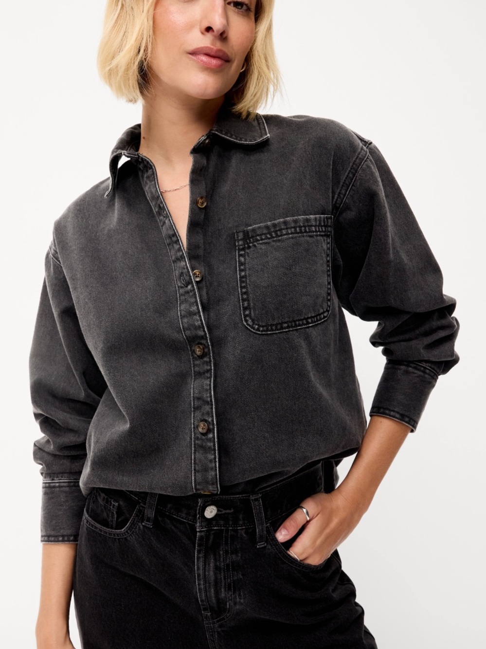Old Navy Black oversized boyfriend Button-Up Shirt